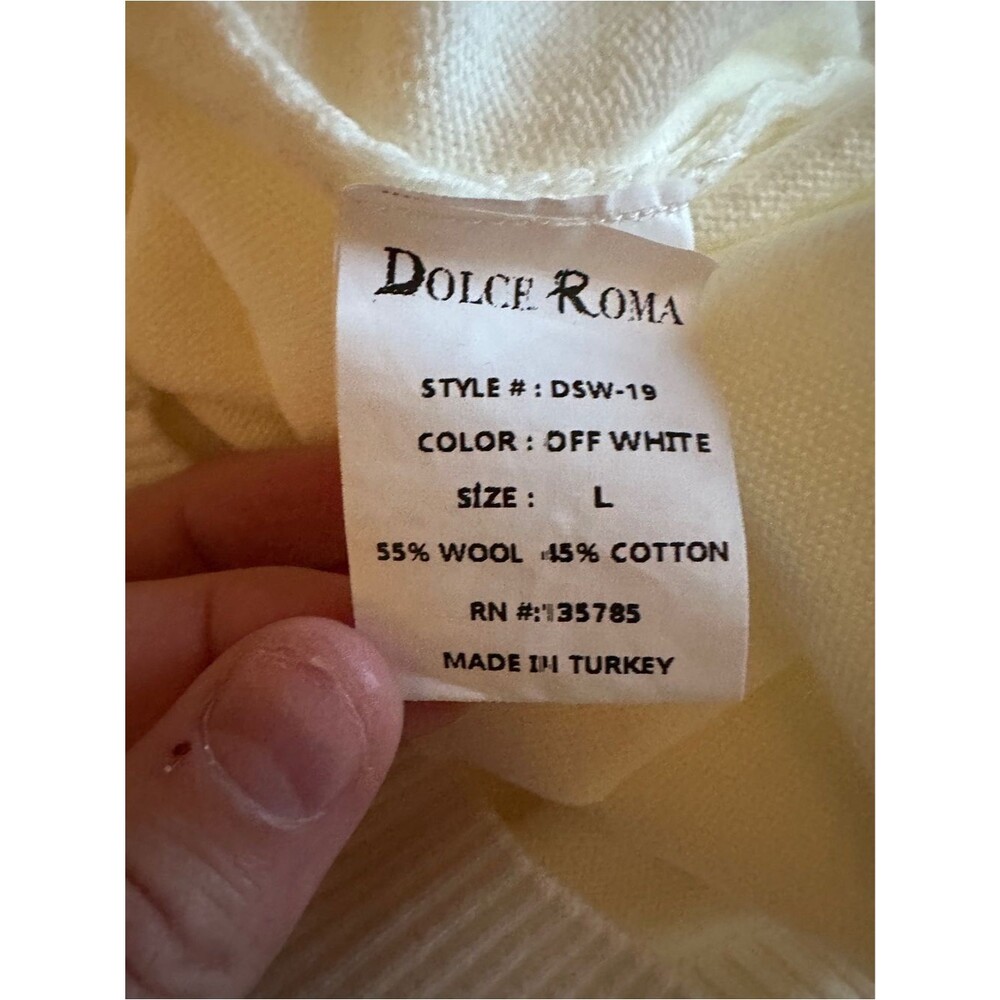 Dolce Roma Cream Knit Turtleneck Sweater Top Womens Sz Large - Picture 11 of 12